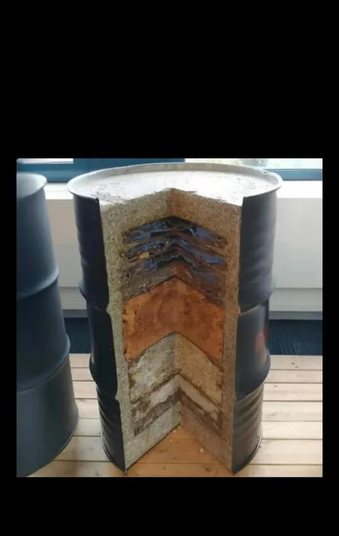 Cross section of a nuclear waste barrel
