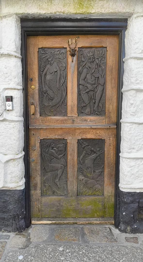 The door of the Admiral Benbow pub in Penzance, Cornwall UK