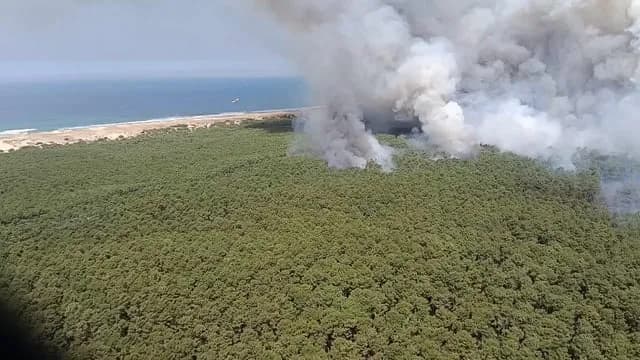Air Tractor AT-802 firefighting aircraft are designed for fast and accurate water drops rather than maximum payload. This footage was filmed from Dragon 33, a helicopter of the French Civil Security,