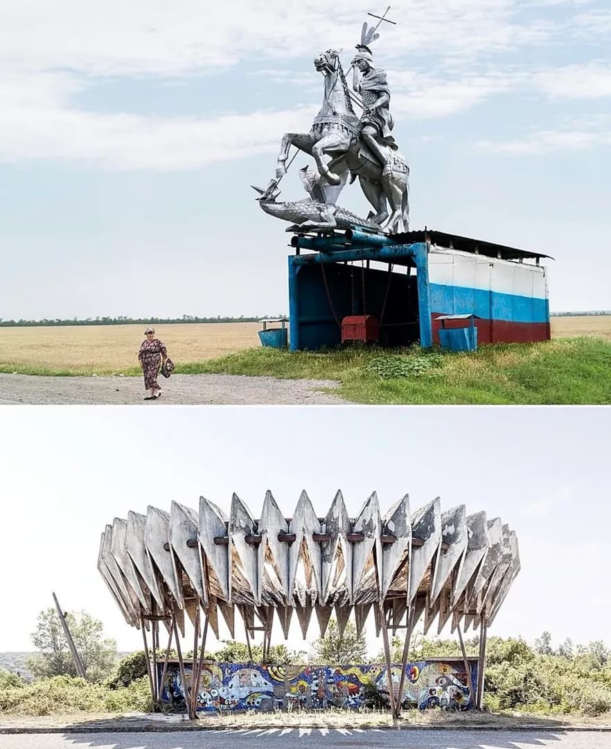 A series of Soviet Era Bus Stops