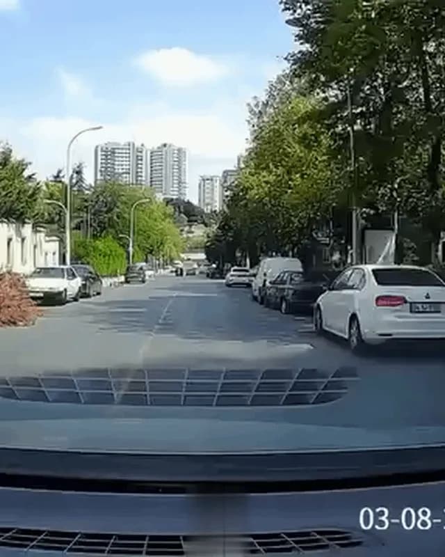 A driver in Istanbul stopped a car rolling downhill with his bare hands.