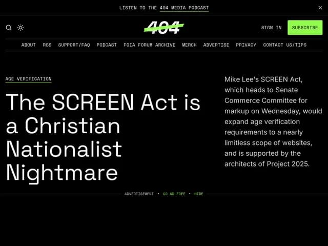The SCREEN Act is a Christian Nationalist Nightmare