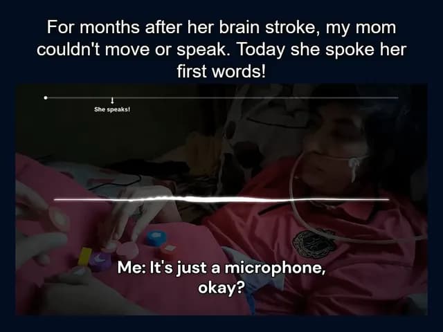 My mom spoke her first words after her brain stroke!