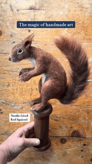 Needle felting a fluffy red squirrel, stab by stab