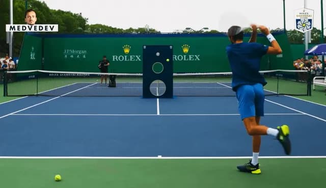 Tennis player Daniil Medvedev getting the “impossible shot” in his first try.
