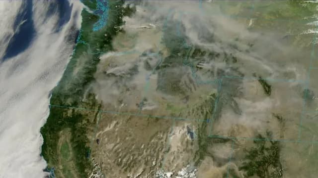 Wildfire smoke over the Western United States yesterday (8/6/26)
