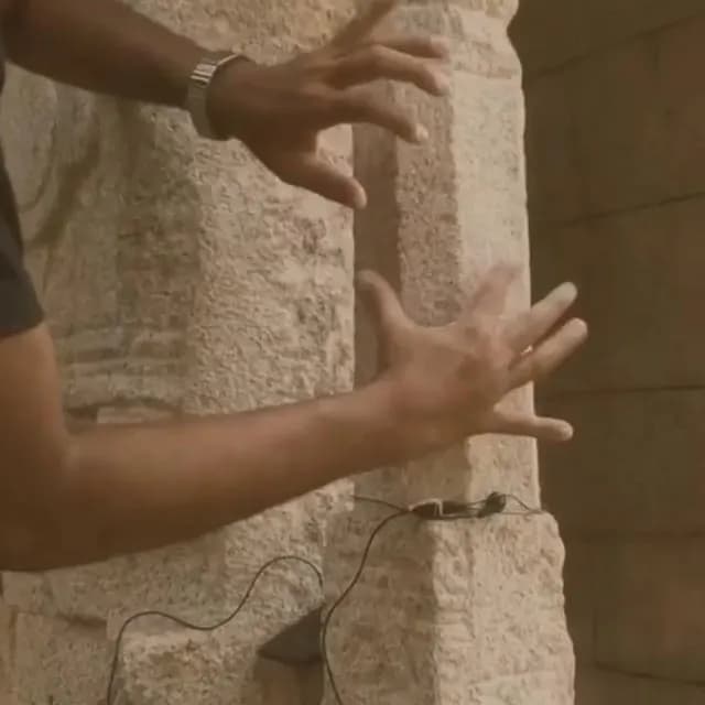 Musical pillars of the Vittala Temple in Hampi, India, built by Devaraya II of Vijayanagara Empire. These 3.6 meter high pillars can imitate the sounds of 81 different instruments.