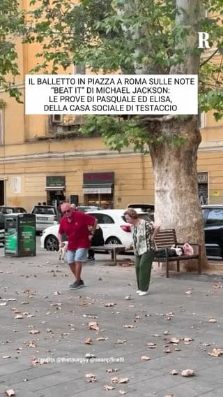 Two elders working at a local social housing in Rome set up a wholesome little public dance