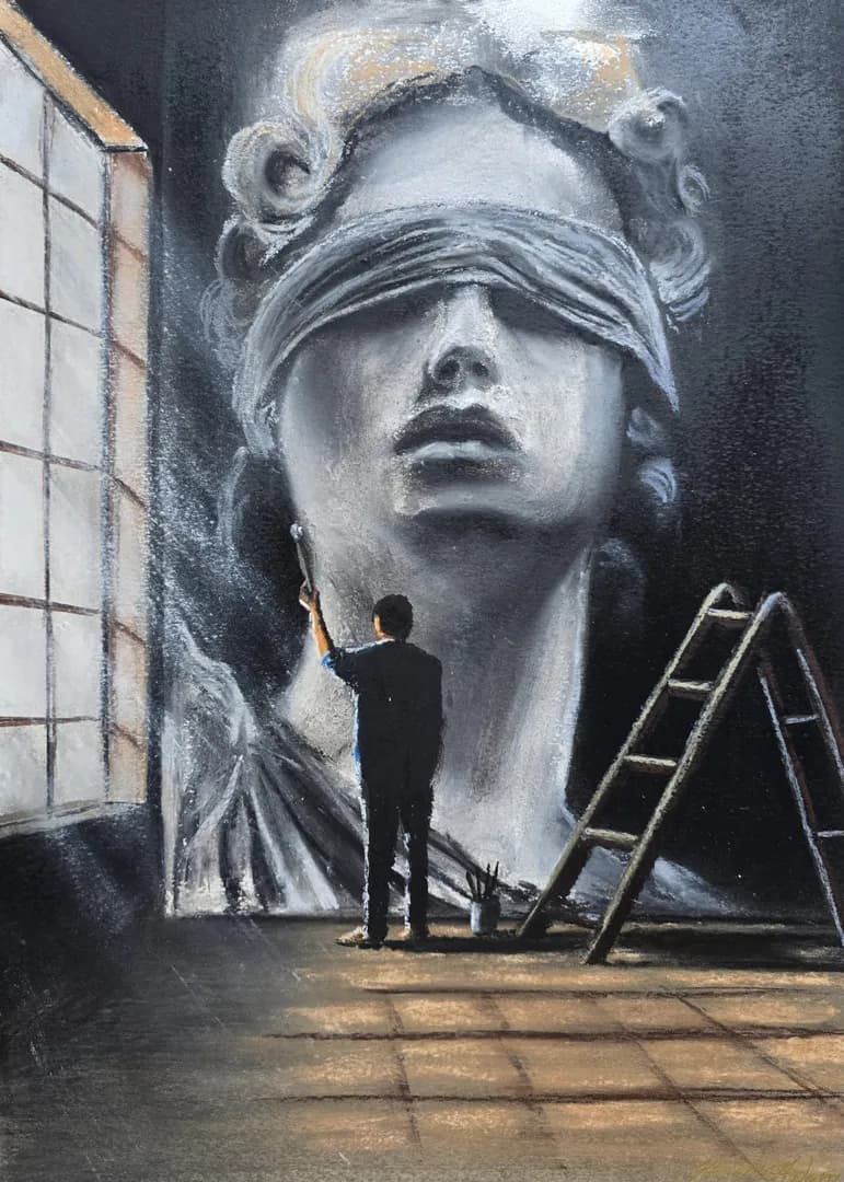 A picture I did by finger painting using a combination of wet charcoal and pastels.