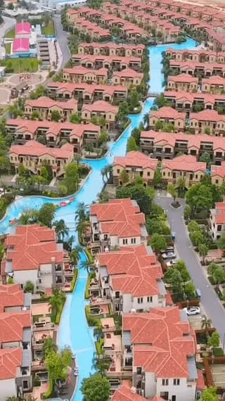 All these houses are connected by a pool
