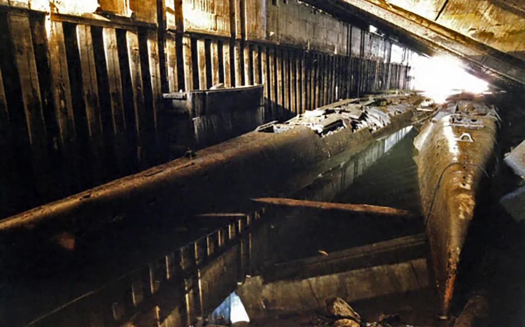In Hamburg, Germany, the Elbe 2 is a World War II submarine bunker that still holds the wrecks of three German submarines inside.