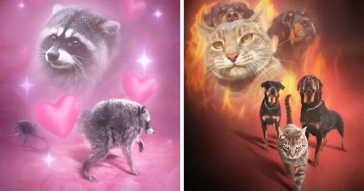 These Artists Give People’s Pets The Hilarious Over-The-Top ’80s Portrait Treatment (49 Pics)