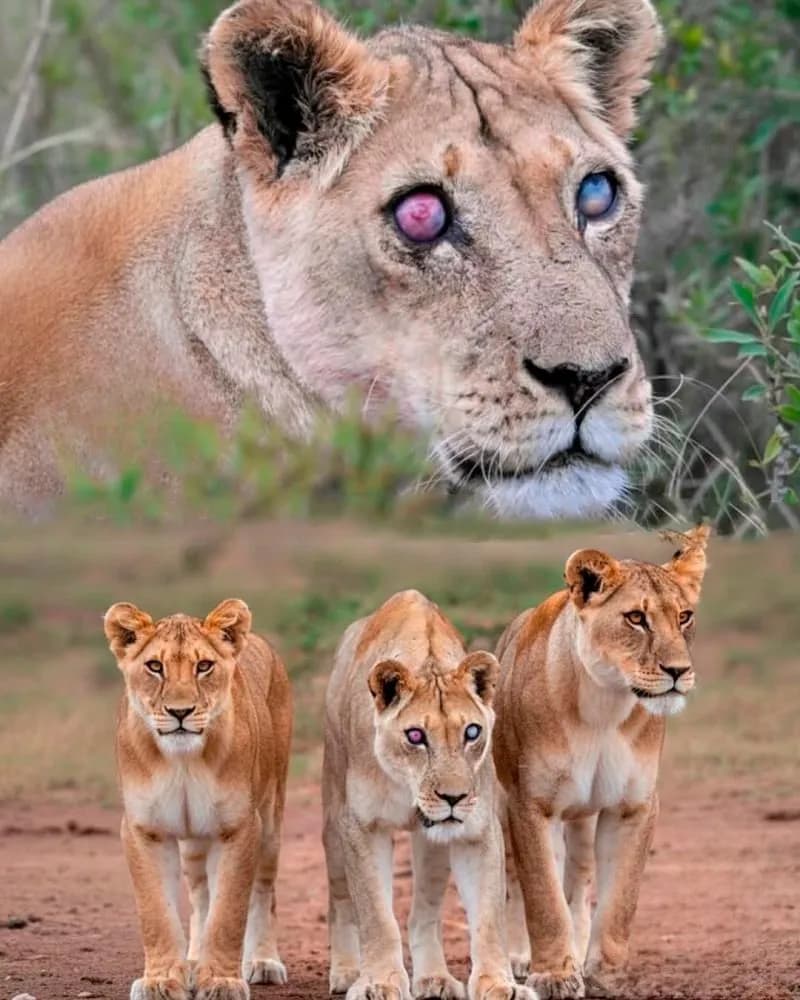 A 17-year-old lioness survived for 5 years with blindness because her daughters refused to abandon her.