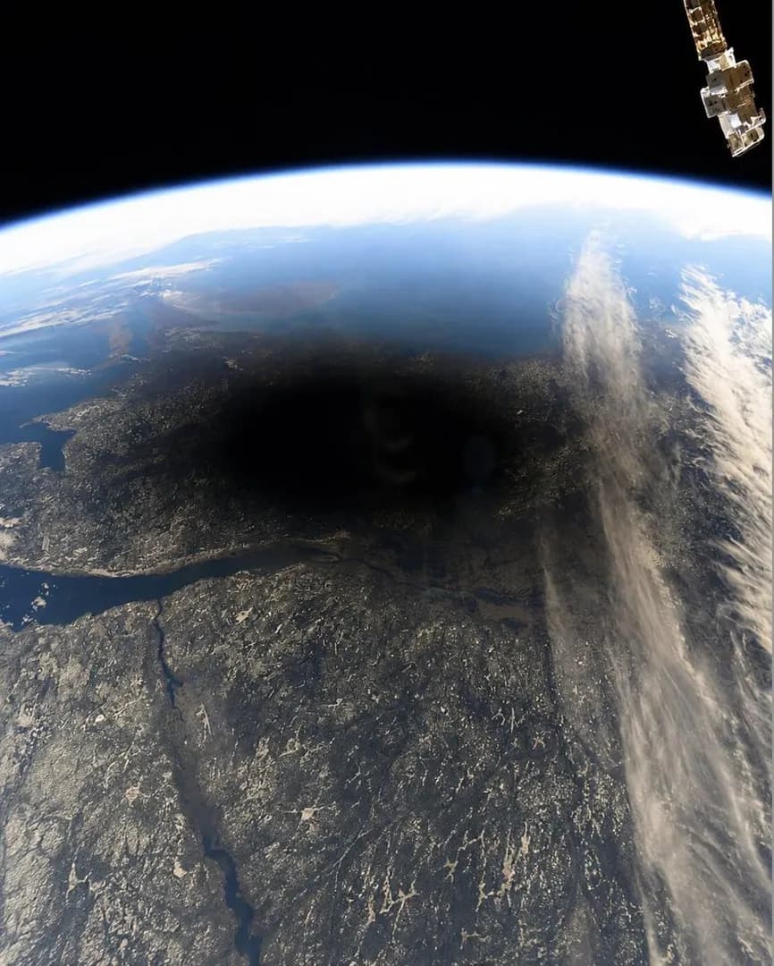 A total solar eclipse as seen from space