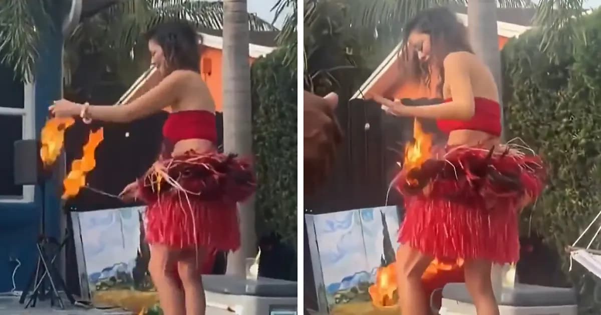 Woman’s Skirt Catch Fire Mid-Performance, But Man’s Split-Second ‘Executive Decision’ Is Going Viral
