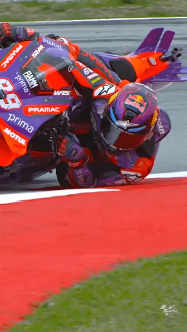 He’s basically cleaning the track with his leathers at this point