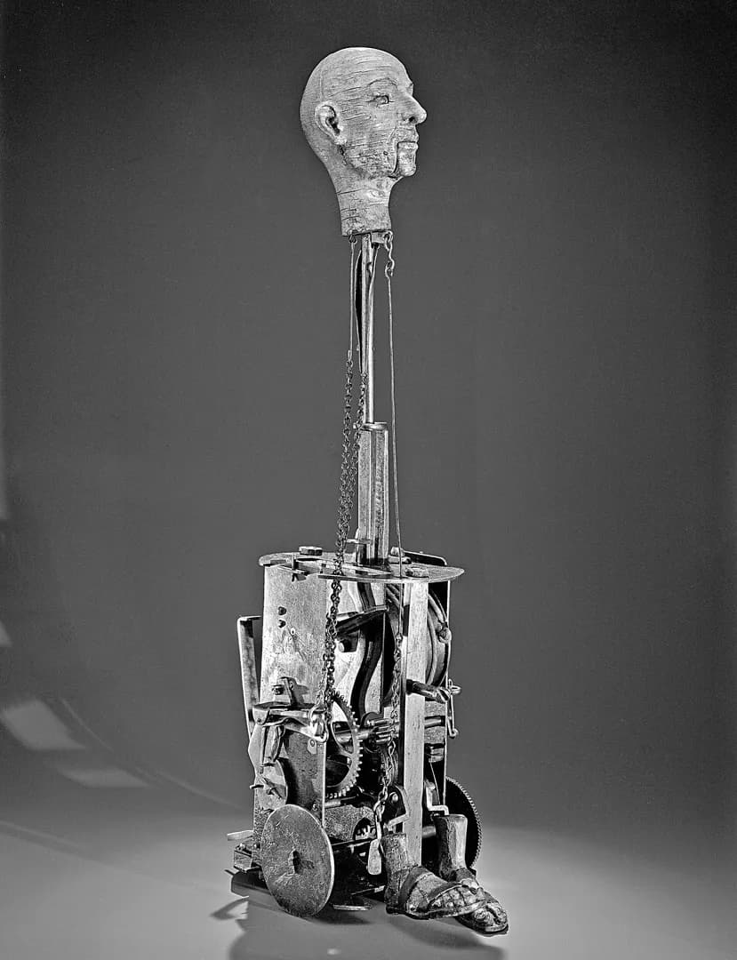 Inside a fully operational wind-up friar from the mid 1500s. The 16 inch automaton walks, beats its chest, raises a rosary to its lips, shifts its eyes, opens its mouth, and turns its head.