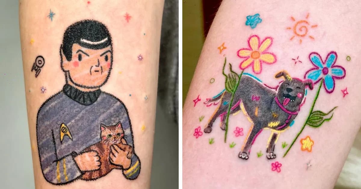 30 Tattoos By This Artist Inspired By The Unfiltered Creativity Of Childhood Crayon Drawings