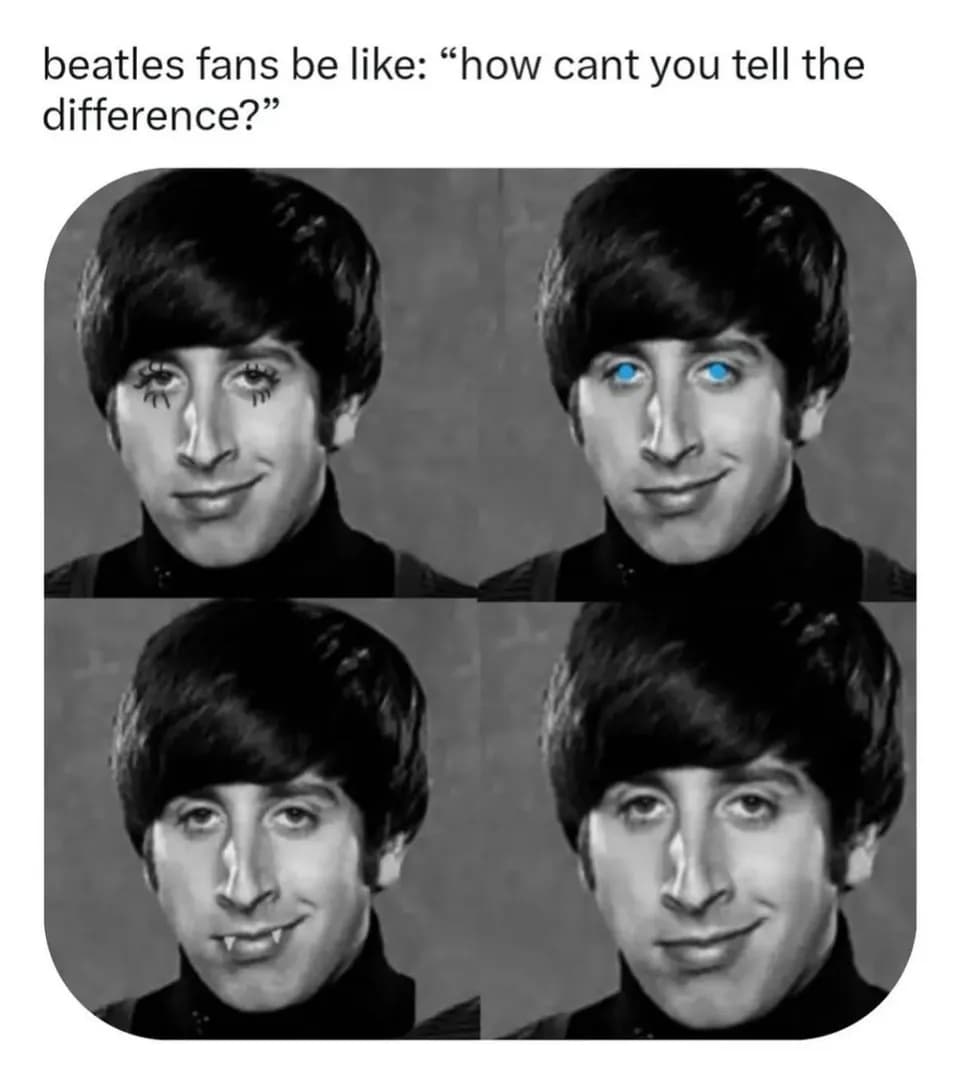 Me pretending I know which Beatle is which so nobody finds out