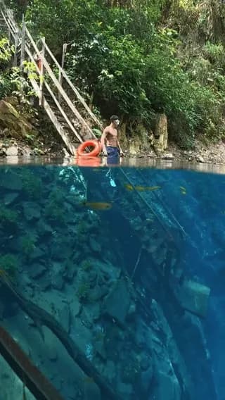 Lagoa misteriosa cave in Brazil famous for crystal clear blue waters and incredible depth