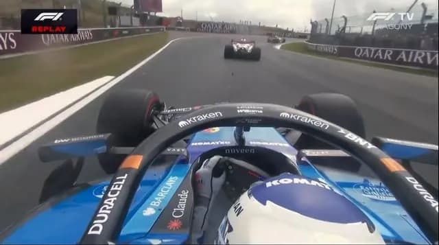 Nico Hulkenberg with his extremely quick reflexes narrowly avoiding a collision with his teammate Gabriel Bortoleto