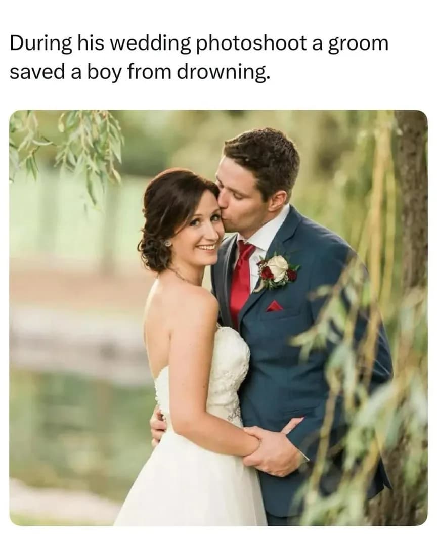 Groom saved a boy from drowning