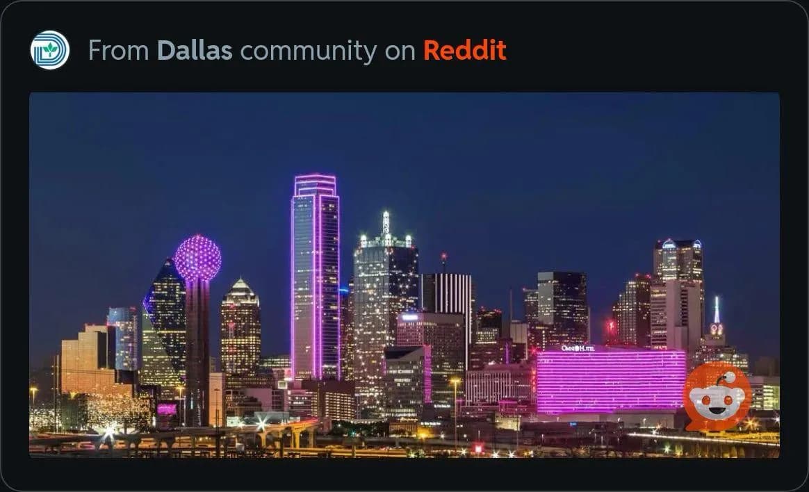 Downtown Dallas lights up pink to honour Dolly.