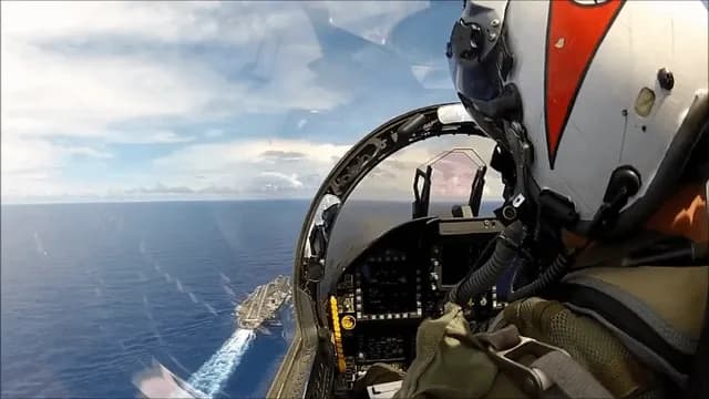 Amazing cockpit video of U.S. Navy F/A-18 Hornet pilot making a landing on USS Abraham Lincoln (2025)
