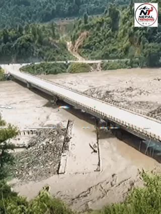 The flood that hit Nepal today also washed away this bridge.