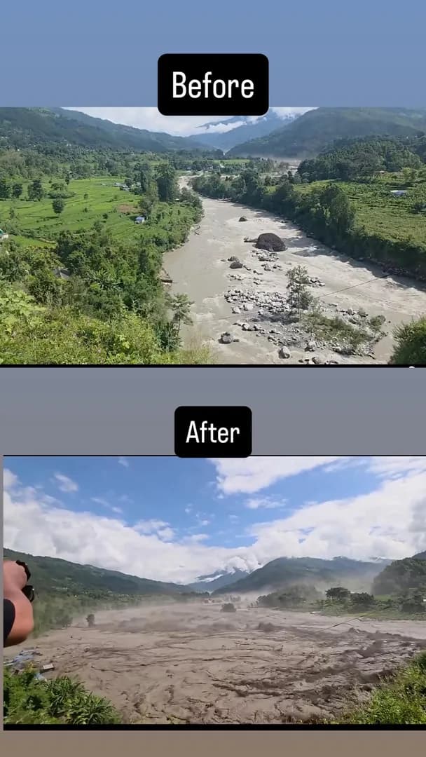 Nepal Flash Flood (before and after)