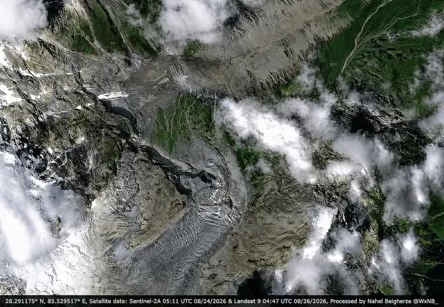 Yesterday’s catastrophic glacier collapse seen from space