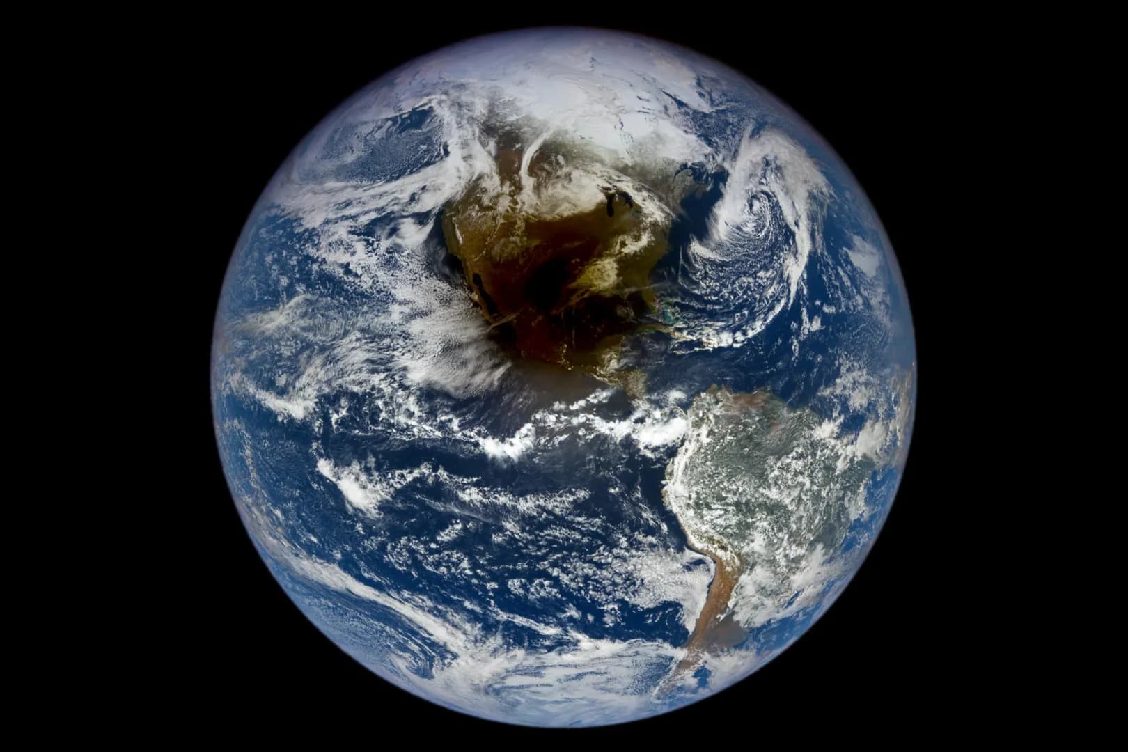 This is what the Moon's shadow looked like from space during a total solar eclipse