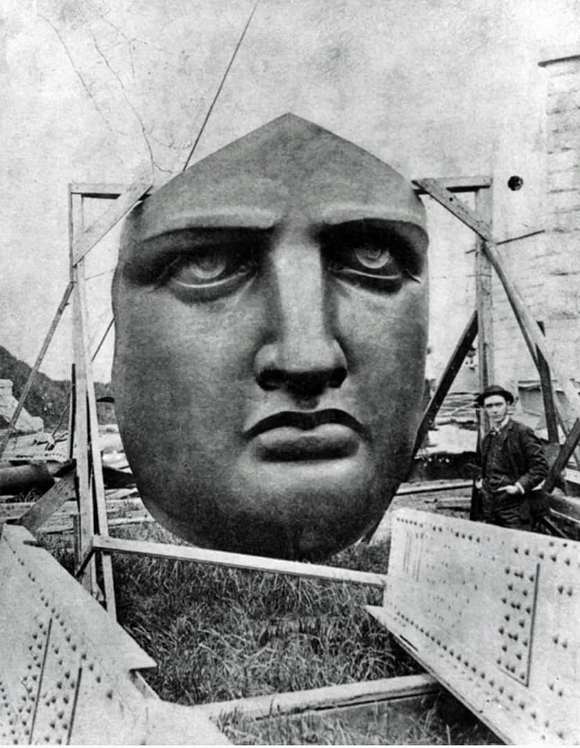 The Statue of Liberty being unboxed, 1885