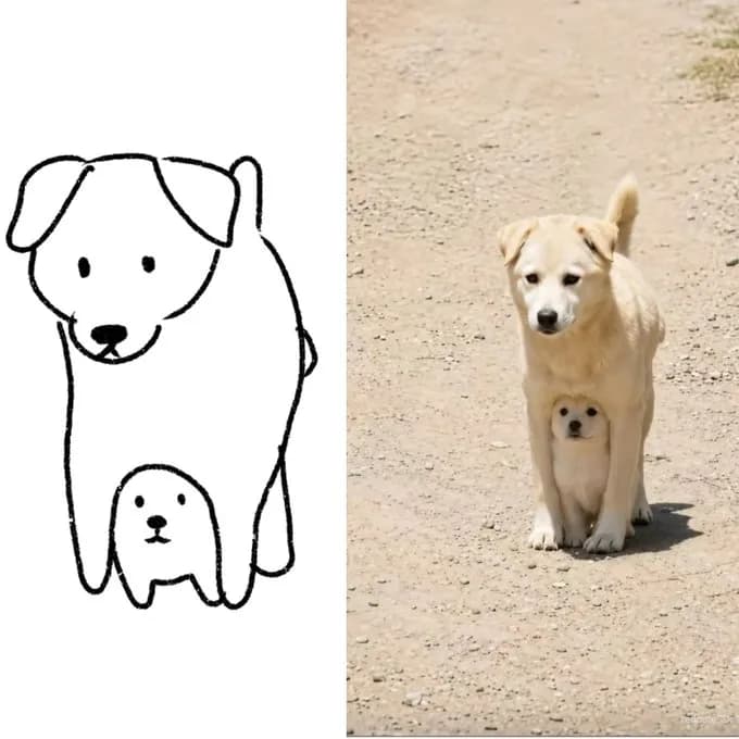 dog with its kid