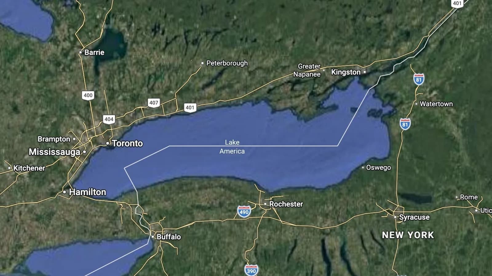Google Maps has changed Lake Ontario to Lake America for US users - Engadget