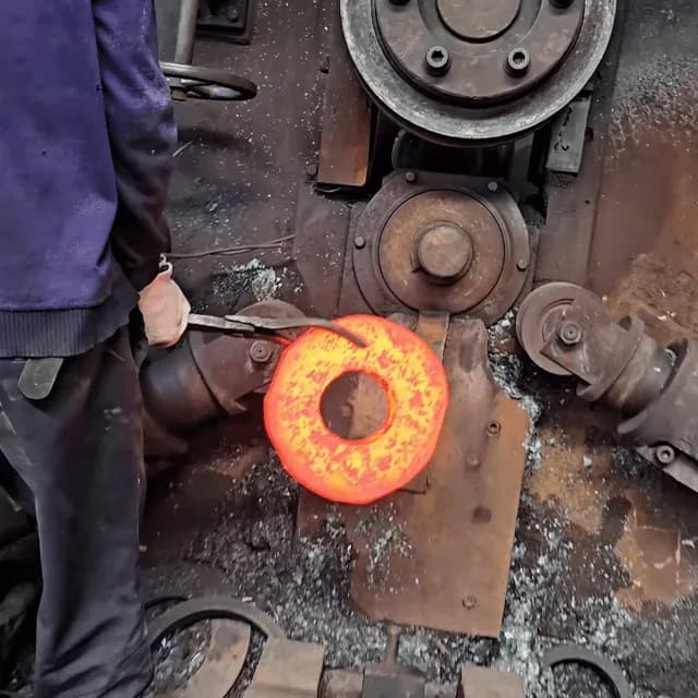 The expansion of a red-hot steel ring during the hot ring rolling process