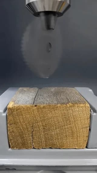 Spirals made by a circular saw blade used differently