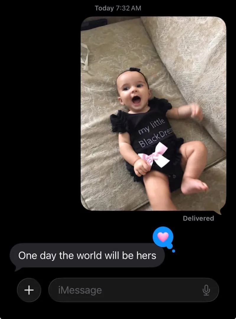 My ten year old daughter’s response to a baby photo of herself.