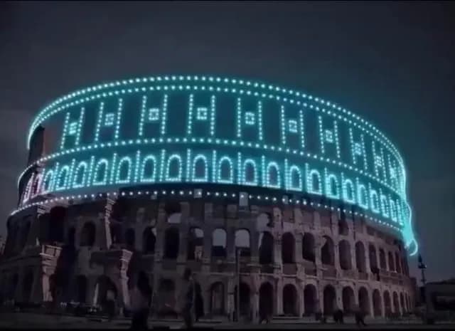 The real height of the Coloseum, represented by 2000 drones: a rendering project by Amsterdam-based artist duo Studio Drift.