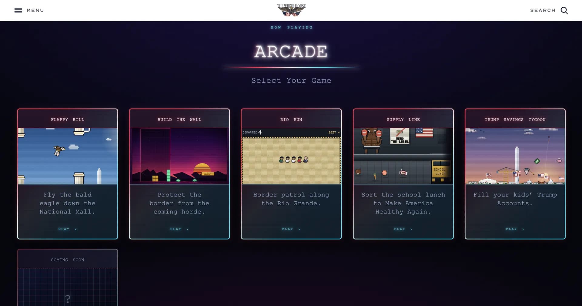 Trump games: White House unveils anti-immigrant retro arcade