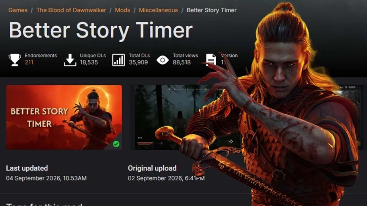 Blood Of Dawnwalker's Most Popular Mod Changes The Story Timer As Players Try To Remove Friction From The RPG