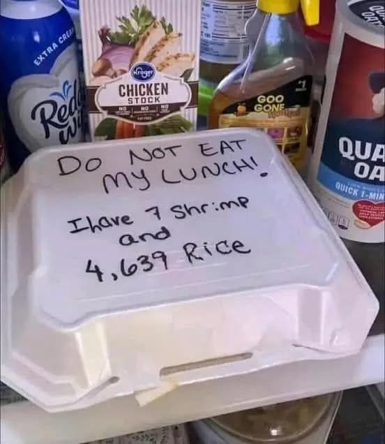 When Rain Man leaves his leftovers in the office fridge