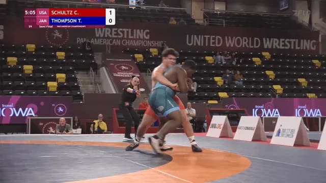 Eventual Champion Colton Schultz (USA) throws Tyrece Thompson (Jamaica) - Pan-American Championships