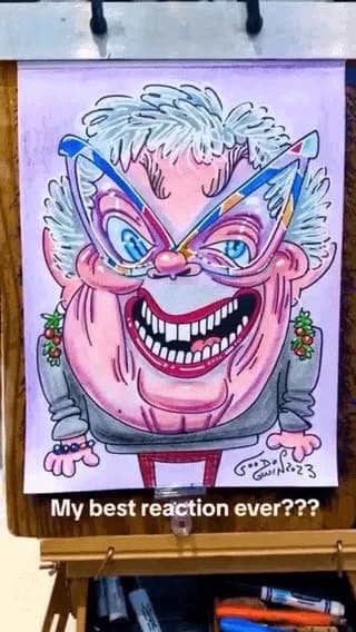Grandma’s reaction to her caricature