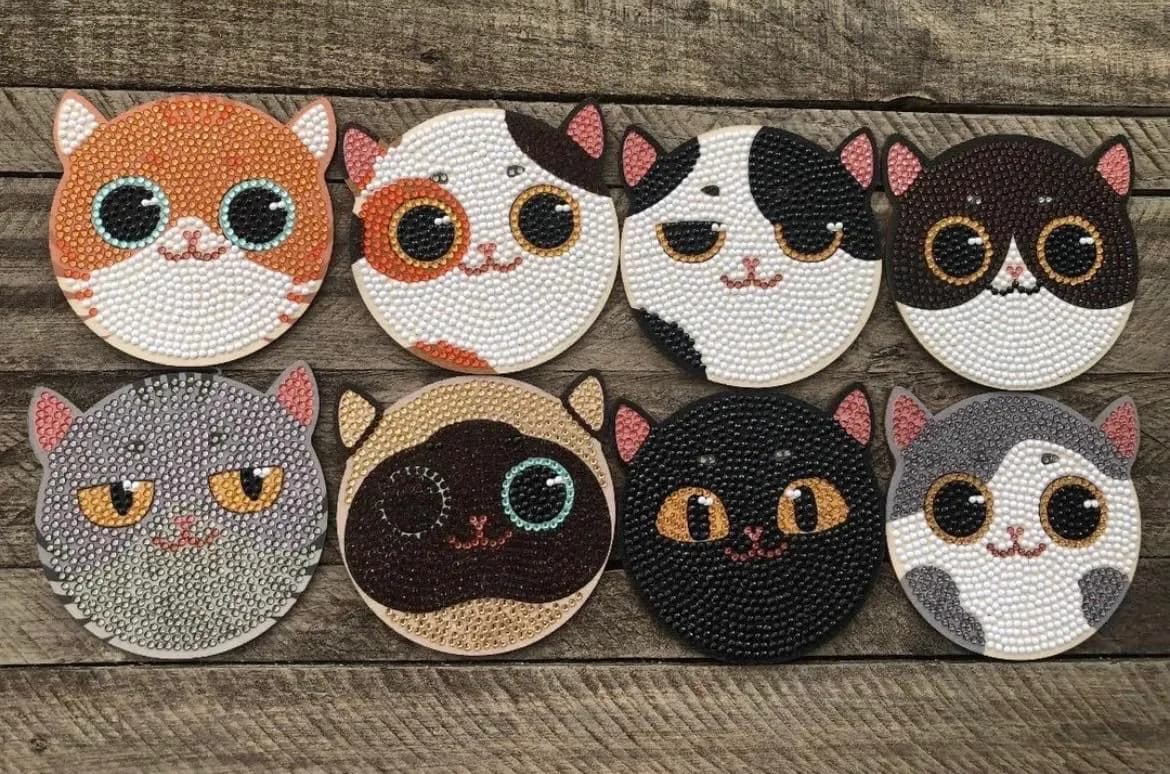 I made some cute little kitty coasters for a family friend who rescues cats with special needs, and I’m so happy that she loved them. 💕 [OC]
