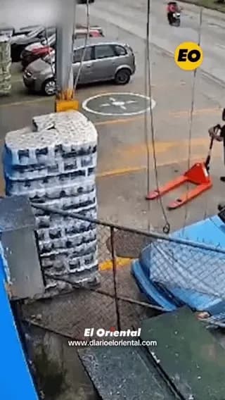This is the moment a supermarket worker dives onto the road to save a child from oncoming traffic in Puebla, Mexico.