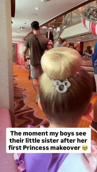 Brothers amazed at sister's princess transformation