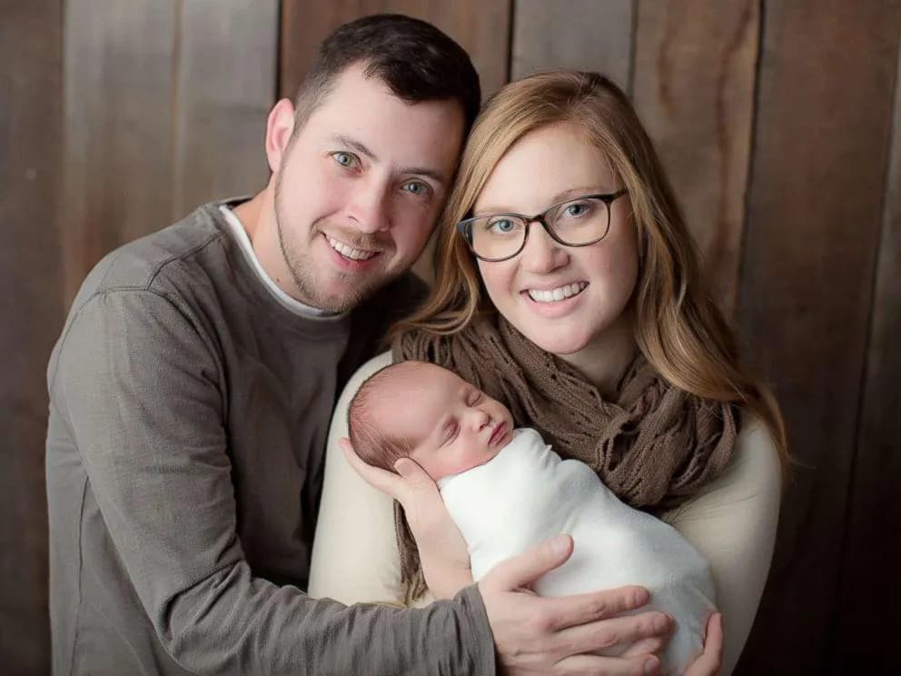 The baby pictured is Emma Gibson. Emma was frozen as an embryo back in 1992, but wasn't born until 2017 to a mother who was born in 1991.