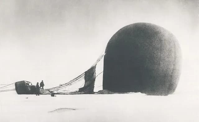 TIL that in 1896, a Swedish explorer named Salomon August Andrée attempted to reach the North Pole by hydrogen balloon. The expedition disappeared into the Arctic and was only discovered 33 years late