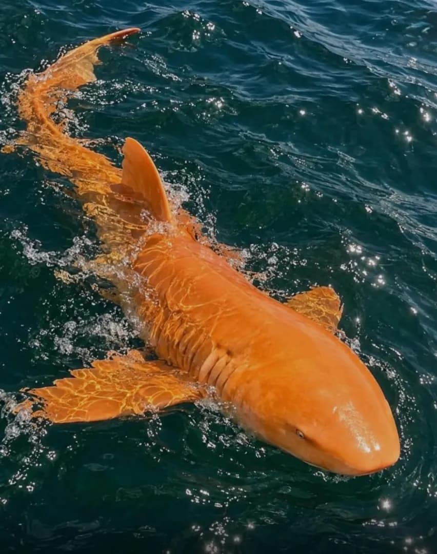 Sport fishermen off Costa Rica's Caribbean coast made an incredibly rare catch when they encountered a bright orange nurse shark measuring roughly 6.5 feet long.